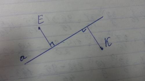 Проведите перпендикуляры к прямой a через точки e и k, не лежащие на прямой a.