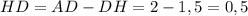 HD=AD-DH=2-1,5=0,5