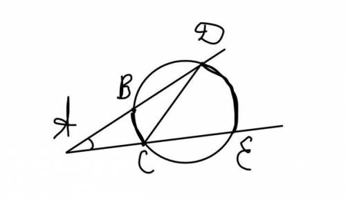Из точки а,лежащей вне окружности,выходят лучи ав и ас,пересекающие эту окружность.докажите, что уго