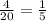 \frac{4}{20} = \frac{1}{5}