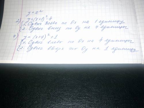 Укажите, при каком сдвиге параболы у=х во второй степени ,получается каждая из кривых: 2) у=(х+1)во