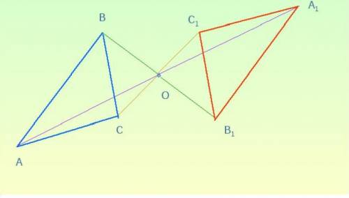 Постройте треугольник a1 b1 c1 семитричный треугольнику abc относительно точки o.