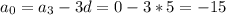 a_{0}=a_{3}-3d = 0 - 3*5=-15