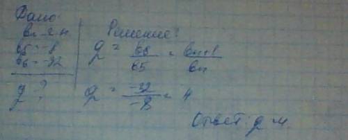 Дана прогрессия (вn) для которой в5=-8 в6=-32. найдите знаменатель прогресии