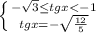 \left \{ {{-\sqrt{3} \leq tg x< -1} \atop {tg x=- \sqrt{ \frac{12}{5} } }} \right.