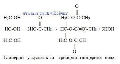 Глицерин + уксусная кислота - напишите реакцию