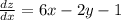 \frac{dz}{dx}= 6x-2y-1