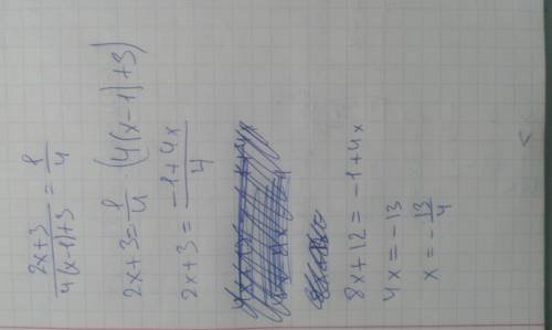 Решите уравнение 2x+3/4(x-1)+3=1/4 должно получиться: -3,25