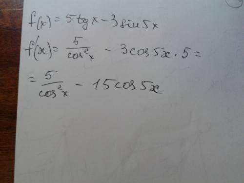 F(x)=5tg x -3sin5x найти производную