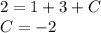 2=1+3+C \\ C=-2