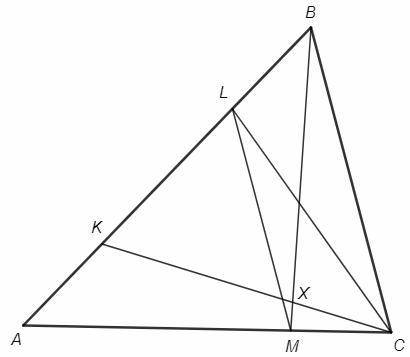 На стороне ab треугольника abc выбраны точки k и l, а на стороне ac — точка m так, что ak=bl и lm∥bc