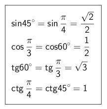 10 класс тригонометрические функции числового аргумента вычислите: 1) sin 45° 2) cos 3) tg 60° 4) ct