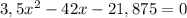 3,5 x^{2} -42x-21,875=0