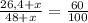 \frac{26,4+x}{48+x}= \frac{60}{100}