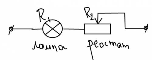 Лампа сопротивлением 240 ом и реостат сопротивлением 200 ом соединены последовательно и включены в с