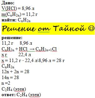 Визначте молекулярну формулу алкену, якщо 11,2г ціэї речовини приэжнуэ гідроген хлорид об'эмом 8,96л