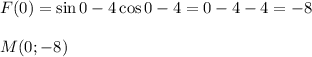 F(0)=\sin0-4\cos0-4=0-4-4=-8\\\\M(0;-8)