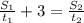 \frac{ S_{1} }{t_{1} }+3= \frac{S_{2} }{ t_{2} }