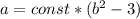 a=const*(b^{2}-3)