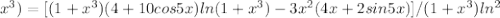 x^3)=[(1+x^3)(4+10cos5x)ln(1+x^3)-3x^2(4x+2sin5x)]/(1+x^3)ln^2