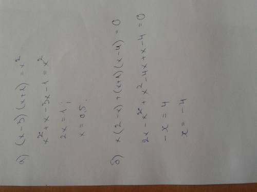 Решите уравнение а) (х-3)(х+1)=х² б) х(2-х)+(х+1)(х-4)=0