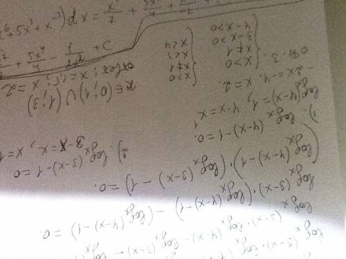 Log x(3-x)*log x(4-x)-log x(x^2-7x+12)+1=0