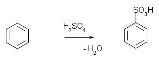 Реакция м бензолам и олеумом ( структурно)