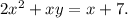 2x^{2} +xy=x+7.