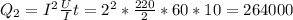 \\ Q_{2} = I^{2} \frac{U}{I}t = 2^{2} * \frac{220}{2} * 60 *10 = 264000