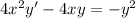 4x^2y'-4xy=-y^2