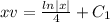 xv=\frac{ln|x|}{4}+C_1