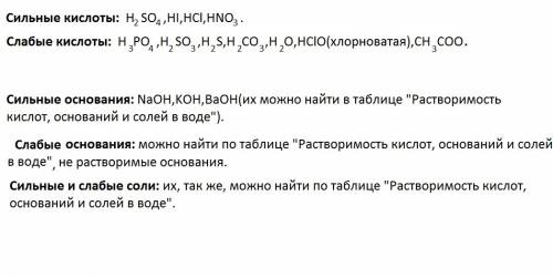 Как определить сильная, средняя или слабая соль? и так же с кислотами