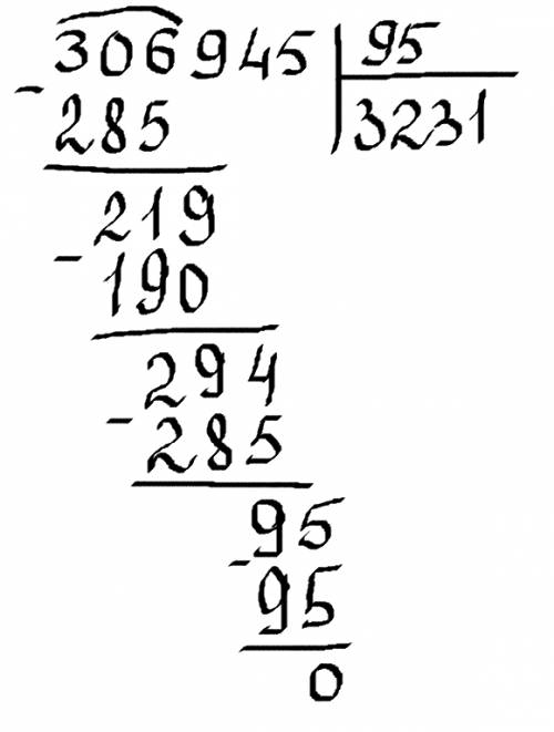306945 разделить на 95 решить столбиком у меня не получаеться