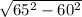 \sqrt{ 65^{2}- 60^{2}