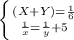 \left \{ {{(X+Y)=\frac{1}{6}} \atop {\frac{1}{x} = \frac{1}{y} +5}} \right.