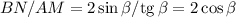 BN/AM=2\sin\beta/{\rm tg\,\beta=2\cos\beta