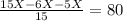 \frac{15X - 6X - 5X}{15} = 80