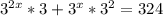 3 ^{2x} *3+3^x*3^2=324