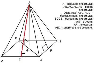 Восновании правильной четырехугольной пирамиды лежит квадрат со стороной 5 плоский угол при вершине