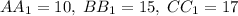 AA_1=10,\;BB_1=15,\;CC_1=17