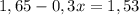 1,65-0,3x=1,53