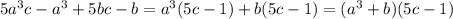 5a^3c-a^3+5bc-b=a^3(5c-1)+b(5c-1)=(a^3+b)(5c-1)