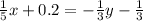 \frac{1}{5} x+0.2=- \frac{1}{3} y- \frac{1}{3}