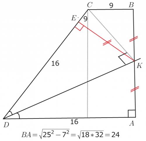 С! : биссектриса острого угла cda трапеции abcd пересекает сторону ab в точке k. проведён перпендику
