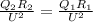 \frac{ Q_{2} R_{2} }{ U^{2} } = \frac{ Q_{1} R_{1} }{ U^{2} }