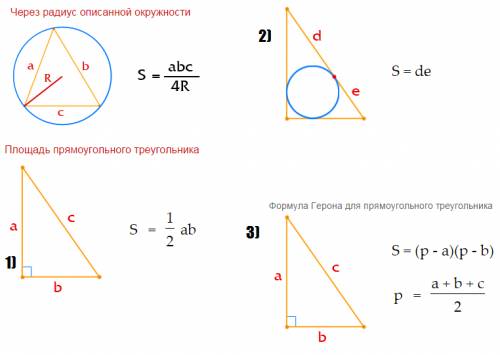 Какая формула вычисления площади треугольника?