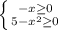 \left \{ {{-x \geq 0} \atop {5- x^{2} \geq 0}} \right.