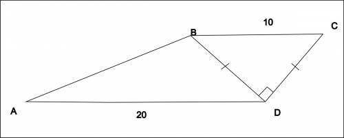 Основание традиции равны 10 м и 20 м. диогональ трапеции отсекает от нее прямоугольный треугольник р