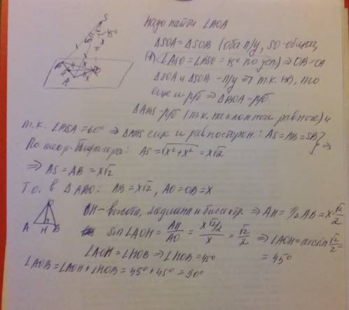 Из одной точки к плоскости проведены две равные наклонные, которые образуют с перпендикуляром углы п