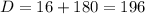 D=16+180=196